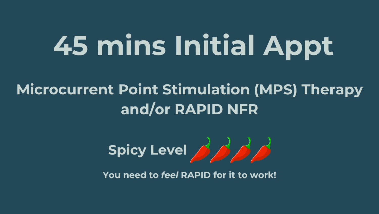 Image for 45 mins INITIAL appointment for Microcurrent Point Stimulation (MPS) Therapy and/or RAPID NFR